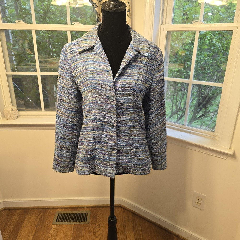 Coldwater Creek Blazer‎ Womens Size Small Blue Purple Lined Tweed SOFT!!